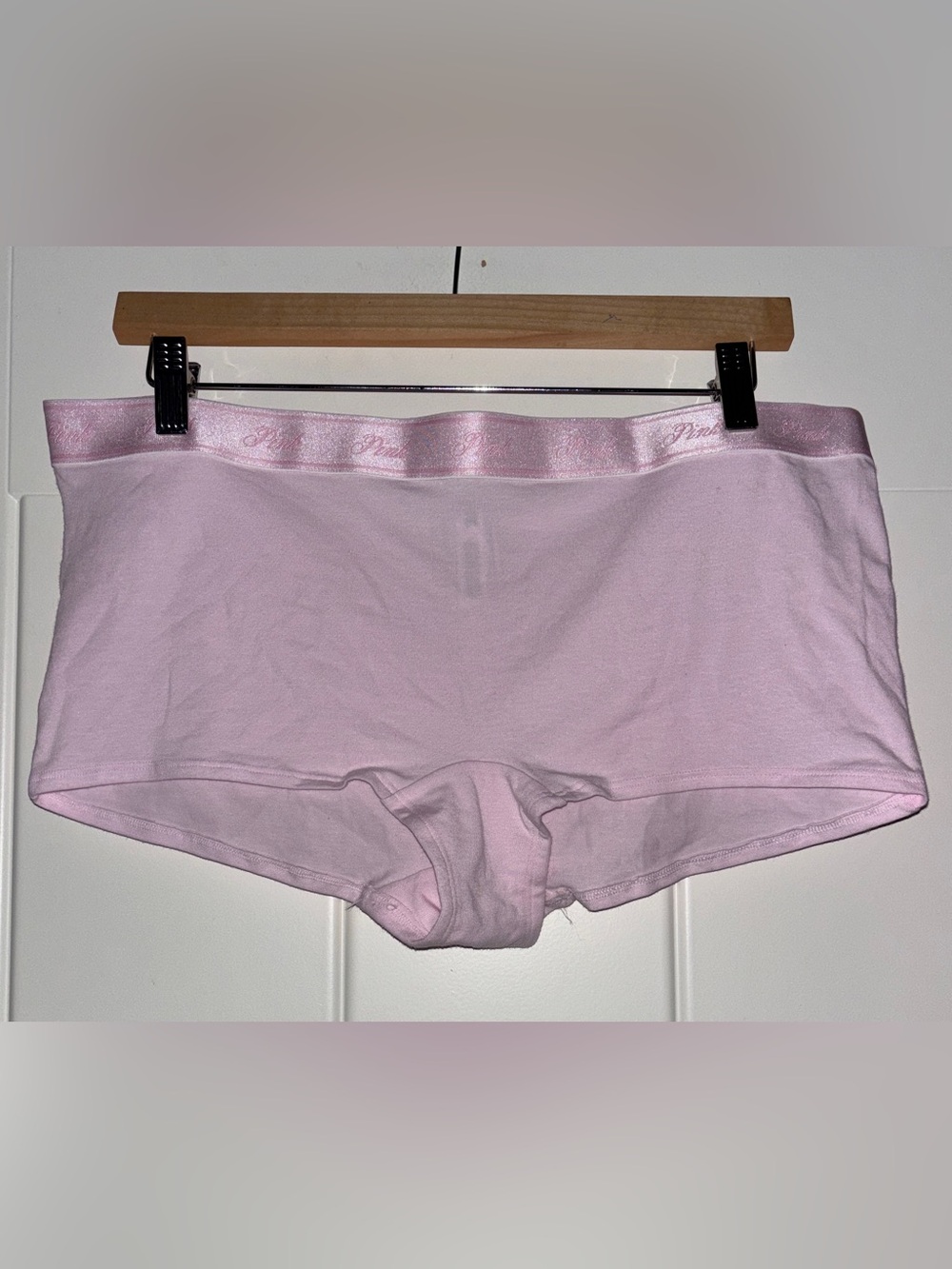 Pink Victoria’s Secret Logo Cotton Full Coverage Shortie Boyshort Women XXL NEW